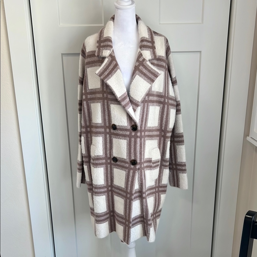 Plaid Double-Breasted Women's Coat